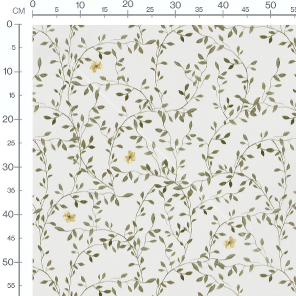 Tissu - Feuillage et fleurs jaunes
