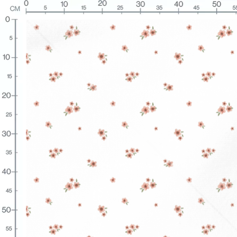 Tissu - Fleurs roses variées sur blanc 2