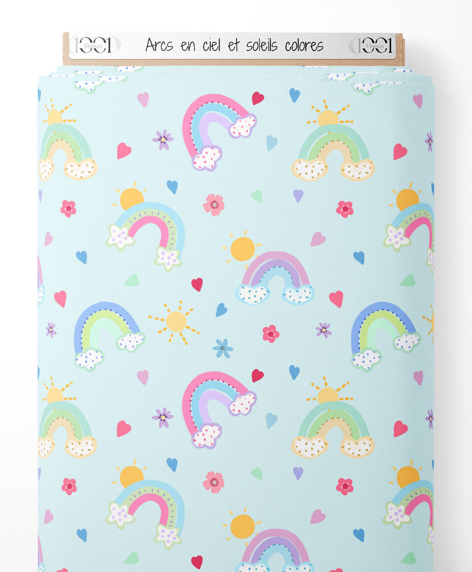Tissu - Arcs-en-ciel et soleils colorés