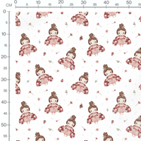 Tissu - Fées roses et coccinelles