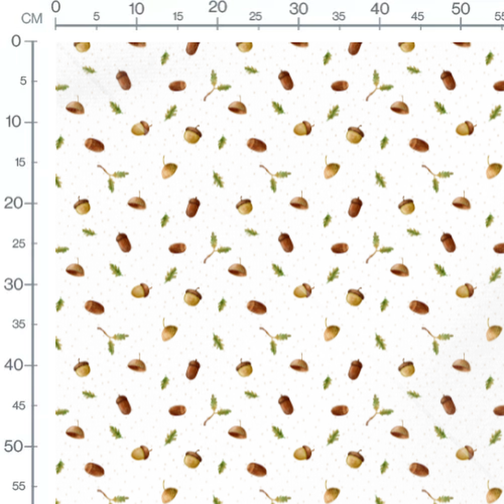 Tissu - Glands verts sur fond blanc