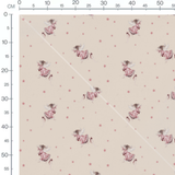 Tissu - Souris roses sur beige étoilé
