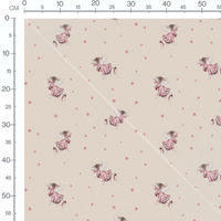 Tissu - Souris roses sur beige étoilé