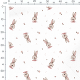 Tissu - Lapins aquarelle et points