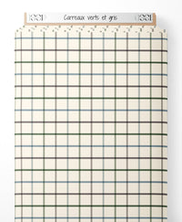 Tissu - Carreaux verts et gris