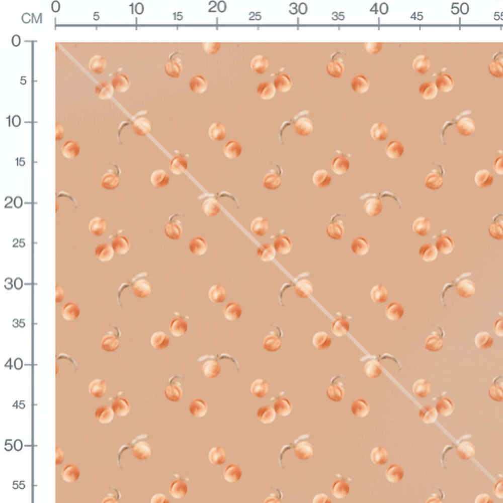 Tissu - Pêches aquarelle fond beige