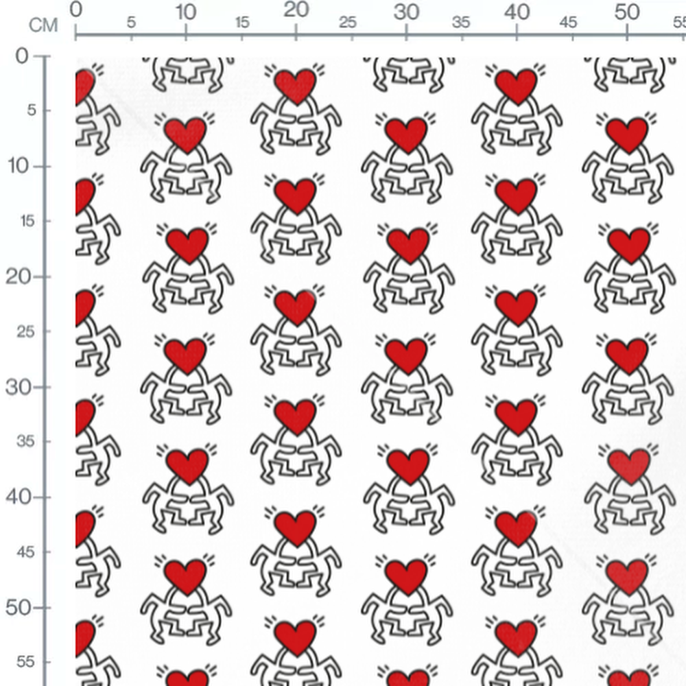 Tissu - Personnages avec cœurs rouges