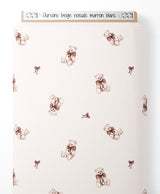 Tissu - Oursons beige nœuds marron blanc