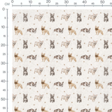 Tissu - Chiens marron sur beige