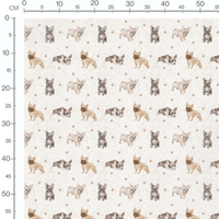 Tissu - Chiens marron sur beige