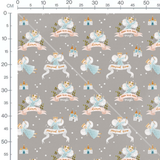 Tissu - Fées bleues et châteaux colorés