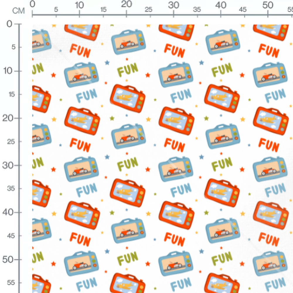 Tissu - Caméras jouets et étoiles