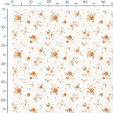 Tissu - Fleurs orange et crème