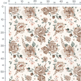 Tissu - Fleurs beige et roses colorées