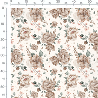 Tissu - Fleurs beige et roses colorées