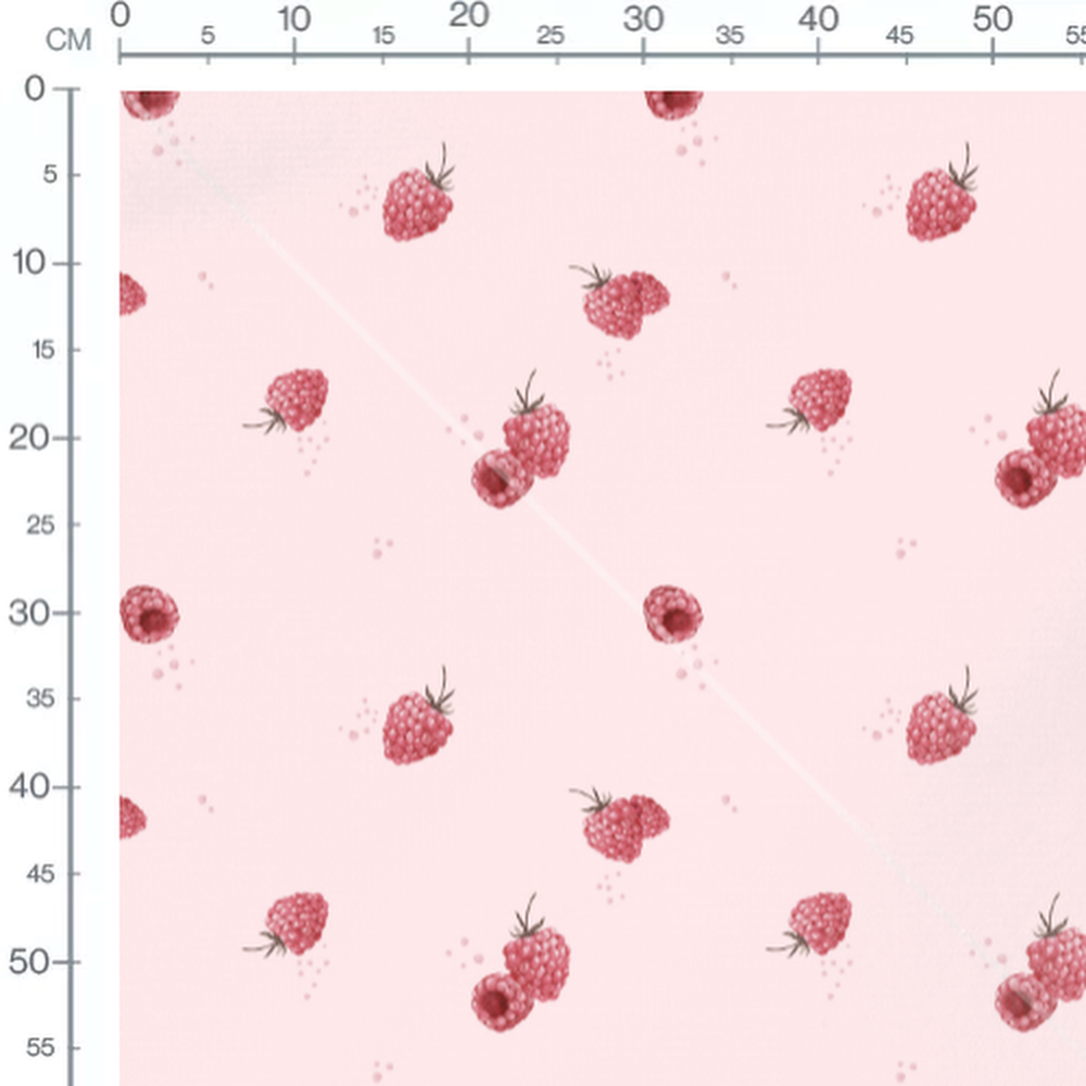 Tissu - Framboises sur rose clair