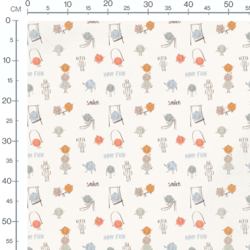 Tissu - Personnages ronds amusants