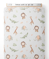 Tissu - Animaux pastel sur gris clair