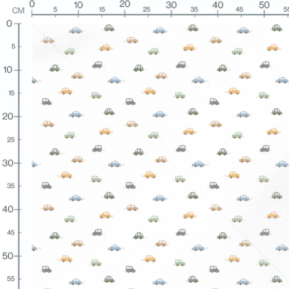 Tissu - Voitures pastel sur fond blanc 2