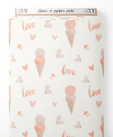 Tissu - Glaces et papillons pastel