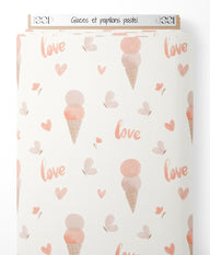 Tissu - Glaces et papillons pastel