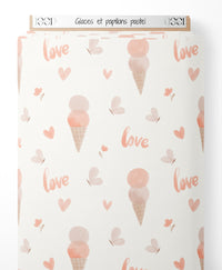 Tissu - Glaces et papillons pastel