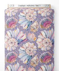 Tissu - Coquillages multicolores sur fond 3