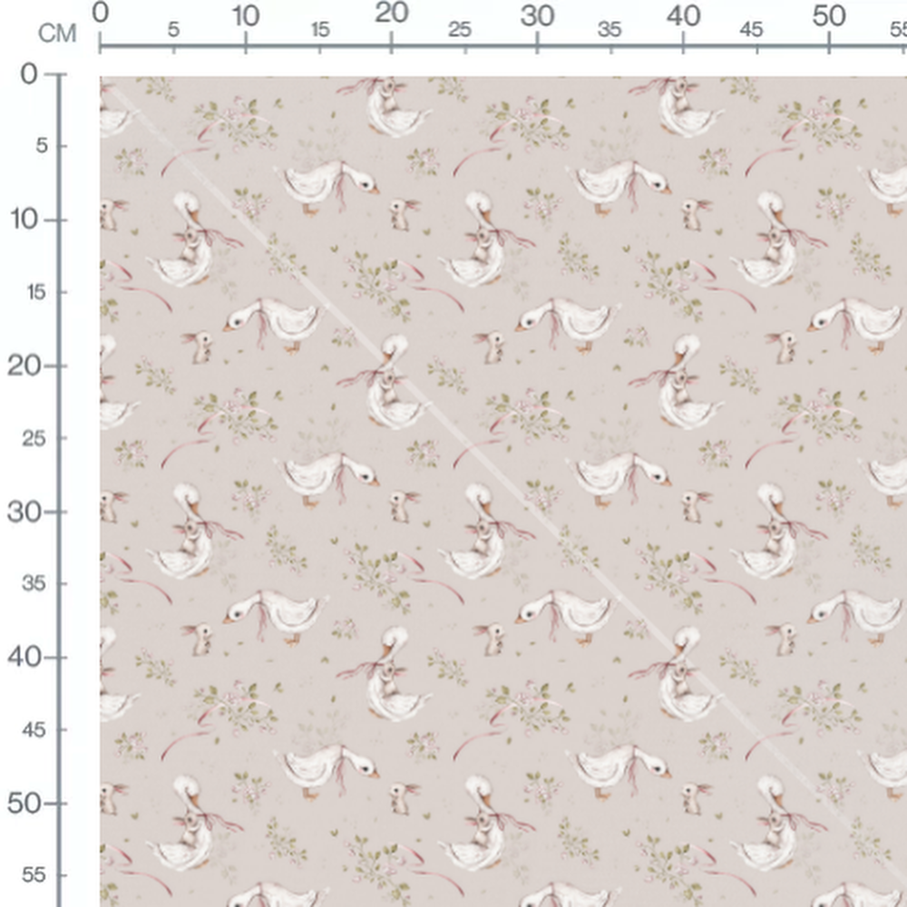 Tissu - Canards et lapins sur beige 2