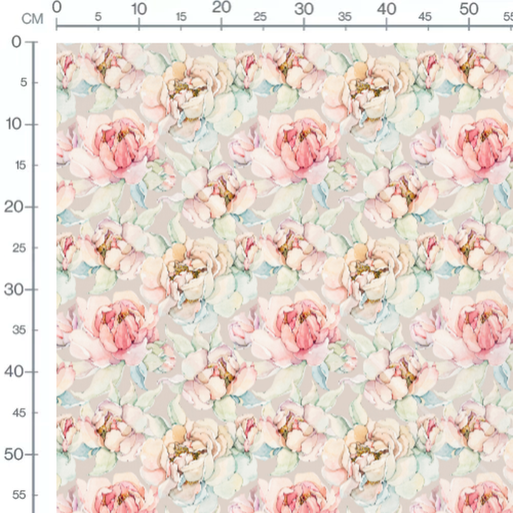 Tissu - Fleurs roses et blanches pastel 2