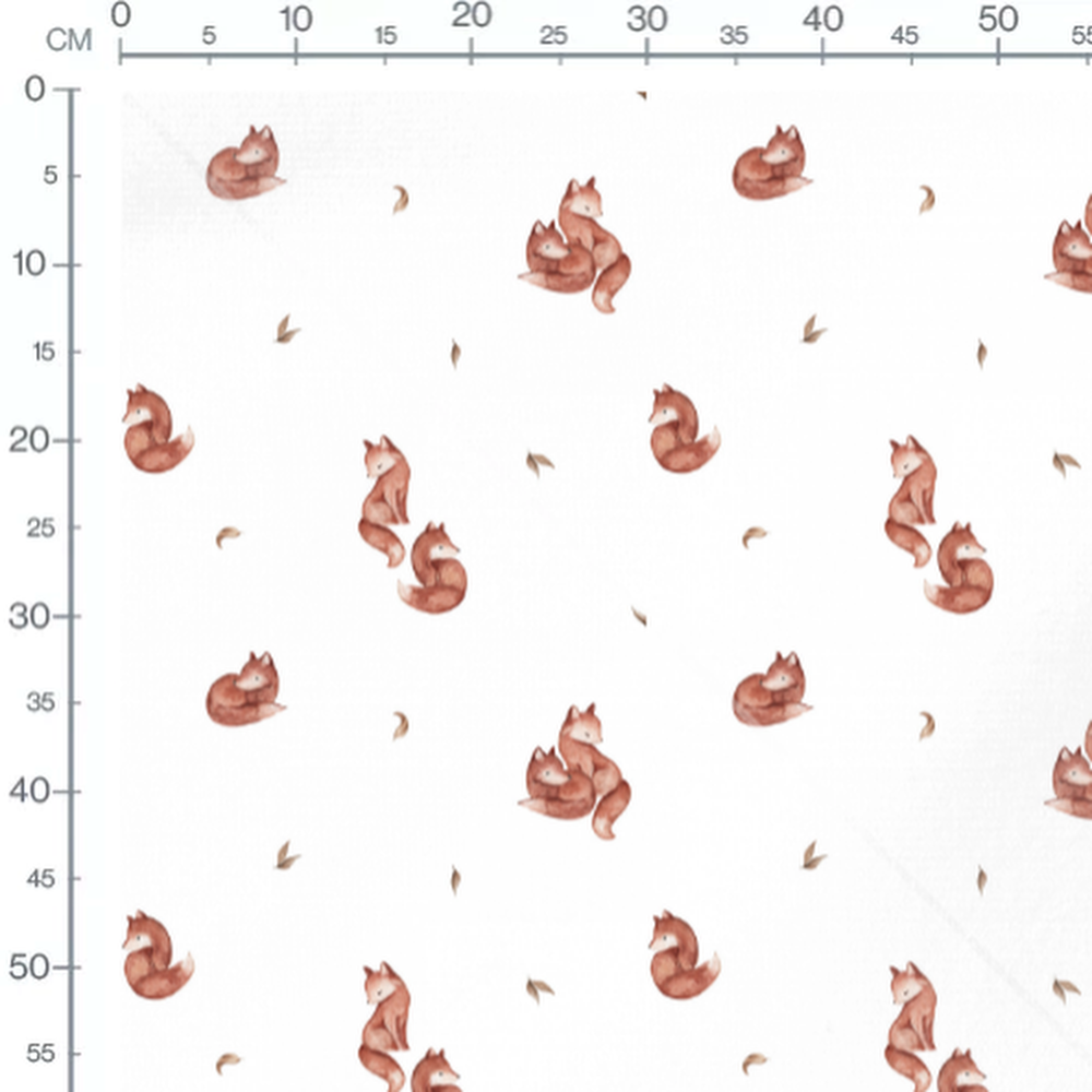 Tissu - Renards aquarelle et feuilles