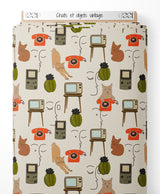 Tissu - Chats et objets vintage