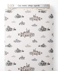 Tissu - Sous-marins vintage aquarelle