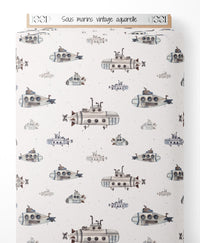Tissu - Sous-marins vintage aquarelle