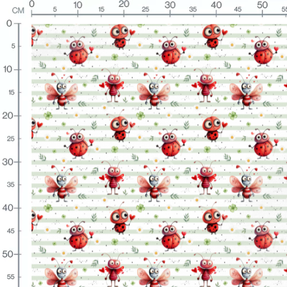 Tissu - Coccinelles et papillons joyeux