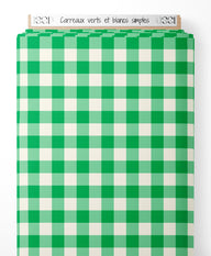 Tissu - Carreaux verts et blancs simples