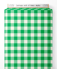 Tissu - Carreaux verts et blancs simples
