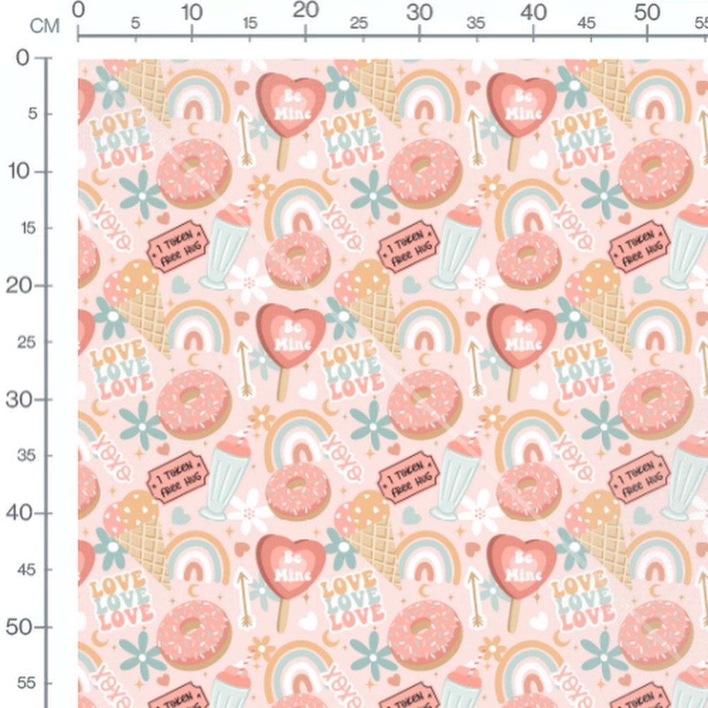 Tissu - Motifs romantiques pastel