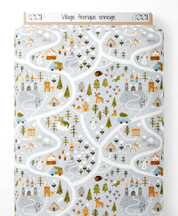 Tissu - Village féerique enneigé