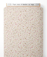 Tissu - Fleurs roses et blanches sur beige