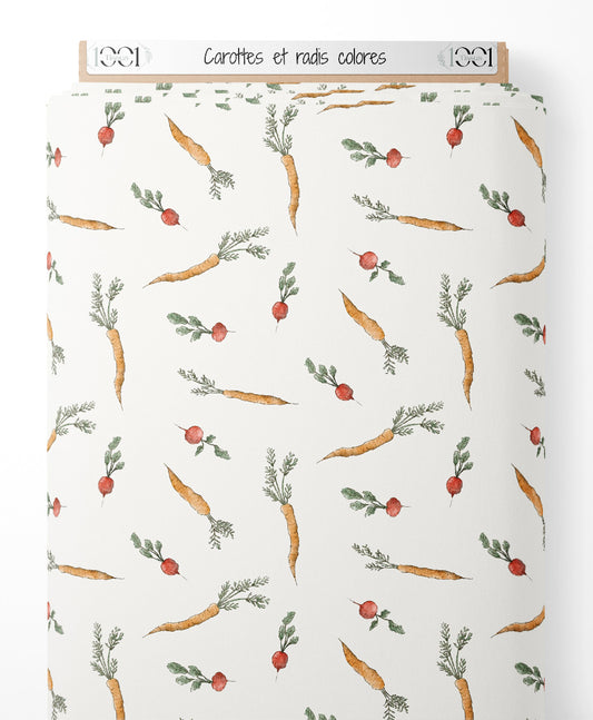 Tissu - Carottes et radis colorés