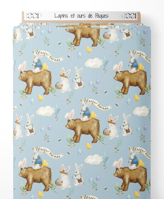 Tissu - Lapins et ours de Pâques