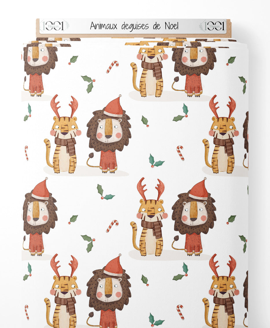 Tissu - Animaux déguisés de Noël