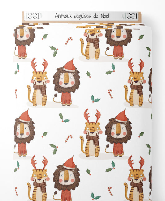 Tissu - Animaux déguisés de Noël
