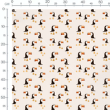 Tissu - Toucans sur fond beige