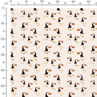 Tissu - Toucans sur fond beige
