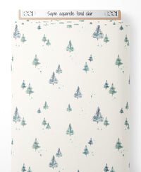 Tissu - Sapin aquarelle fond clair