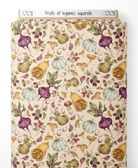 Tissu - Fruits et légumes aquarelle