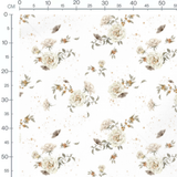 Tissu - Roses et papillons sur blanc
