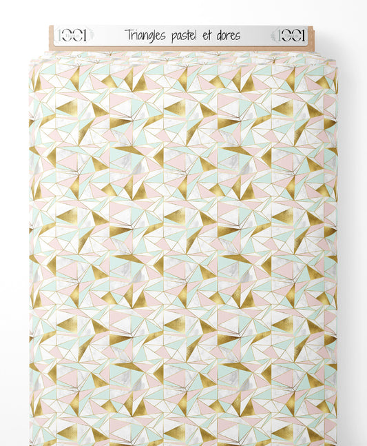 Tissu - Triangles pastel et dorés