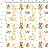 Tissu - Faons et ours en aquarelle